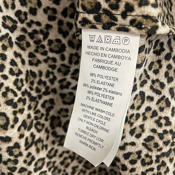 Michael Michael Kors Split Neck Bow Tie Sleeve Animal Print Top Womens Medium - Picture 6 of 7